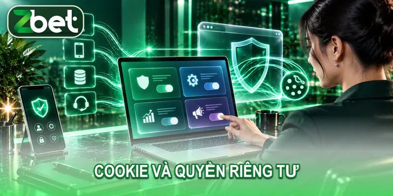 cookie zbet Người dùng trưởng thành điều chỉnh các nhóm cookie và tùy chọn riêng tư trên laptop